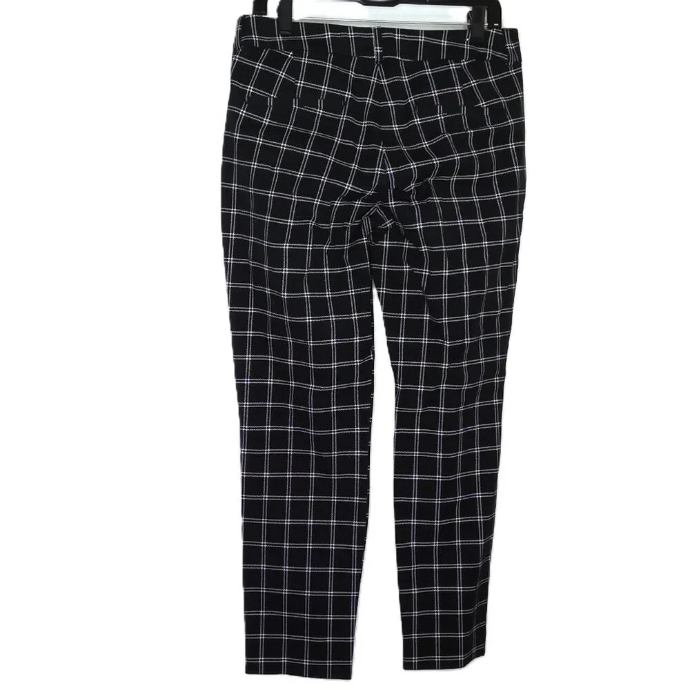 New Old Navy Pixie Pants Black & White Plaid High Rise Ankle Stretch Pockets 10